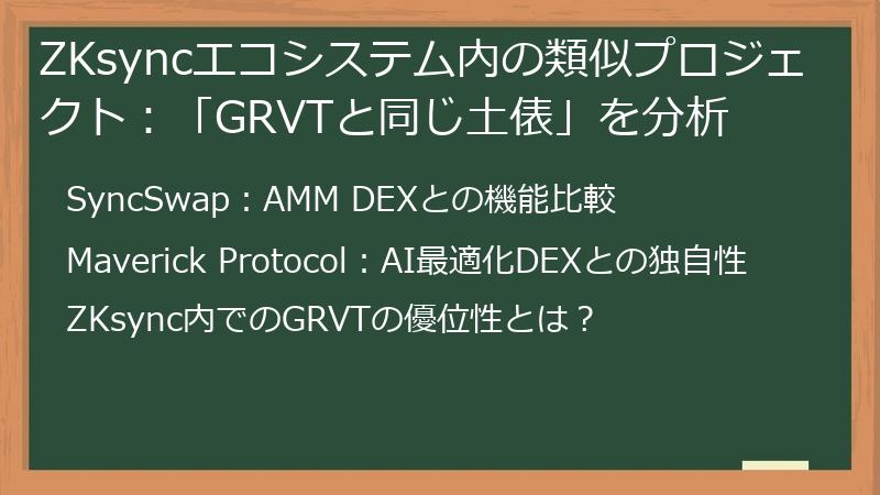 ZKsyncエコシステム内の類似プロジェクト：「GRVTと同じ土俵」を分析