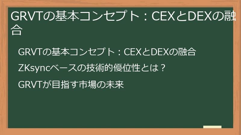 GRVTの基本コンセプト:CEXとDEXの融合
