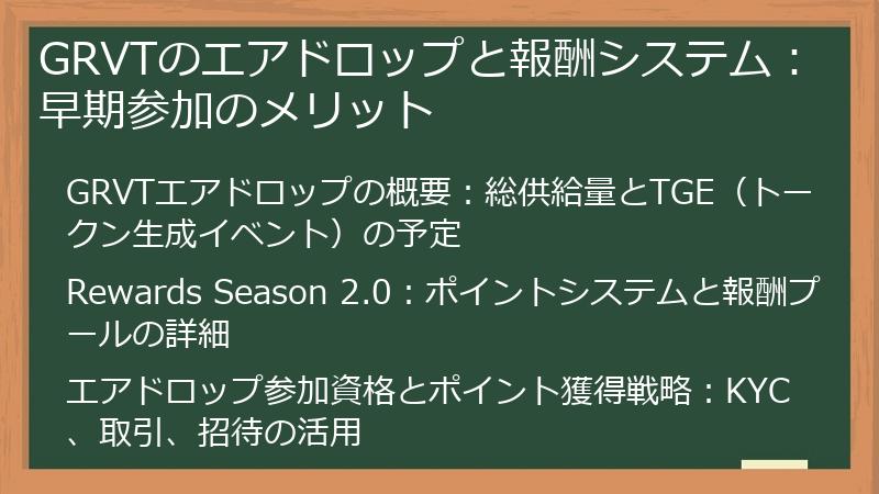 GRVTのエアドロップと報酬システム:早期参加のメリット