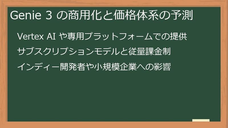 Genie 3 の商用化と価格体系の予測