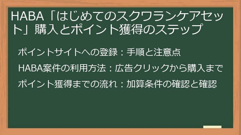 HABA「はじめてのスクワランケアセット」購入とポイント獲得のステップ