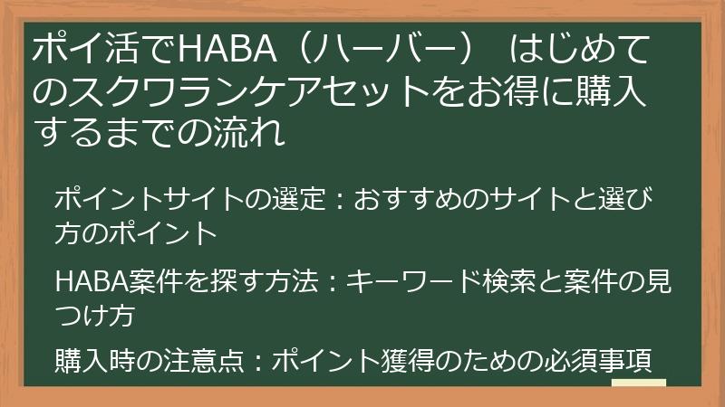 ポイ活でHABA（ハーバー） はじめてのスクワランケアセットをお得に購入するまでの流れ