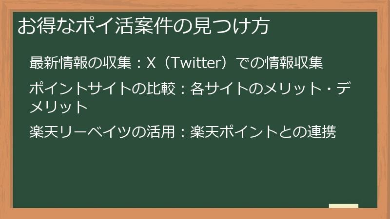 お得なポイ活案件の見つけ方