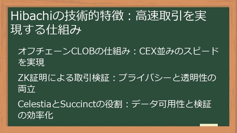 Hibachiの技術的特徴：高速取引を実現する仕組み