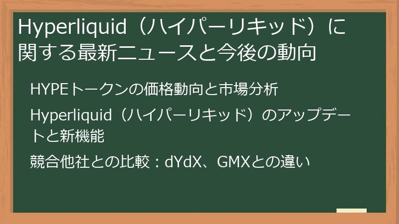Hyperliquid（ハイパーリキッド）に関する最新ニュースと今後の動向