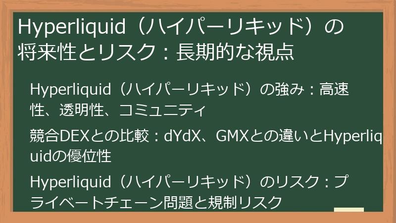 Hyperliquid（ハイパーリキッド）の将来性とリスク：長期的な視点