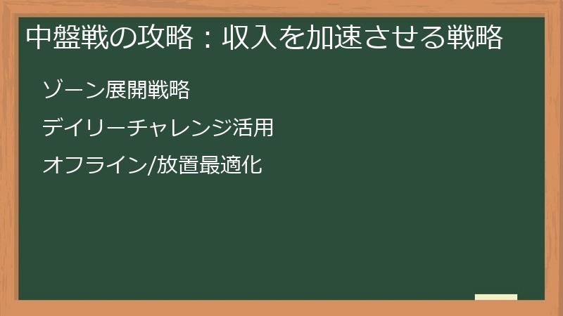 中盤戦の攻略：収入を加速させる戦略