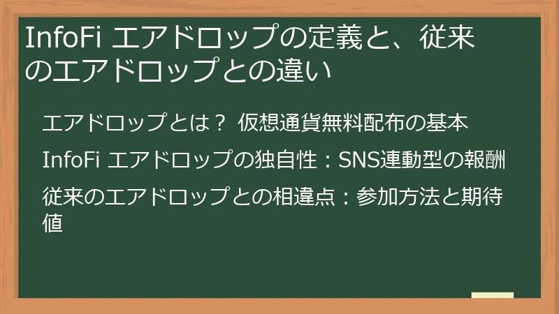 InfoFi エアドロップの定義と、従来のエアドロップとの違い