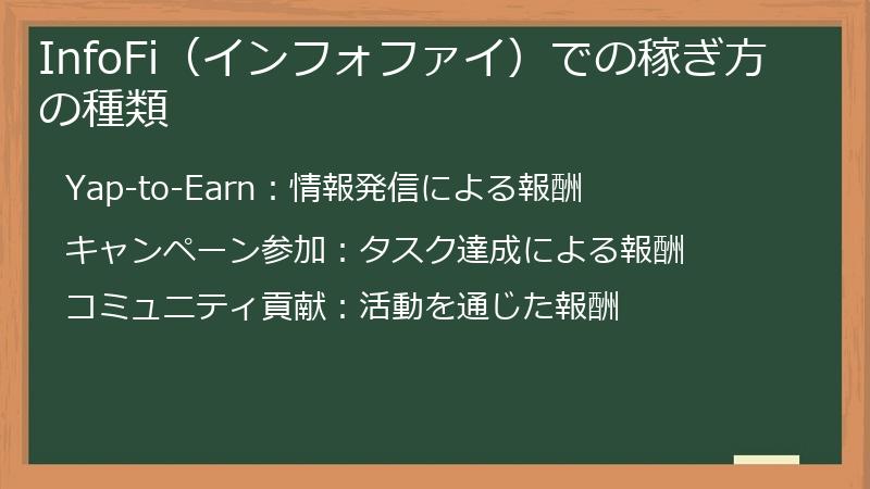 InfoFi（インフォファイ）での稼ぎ方の種類