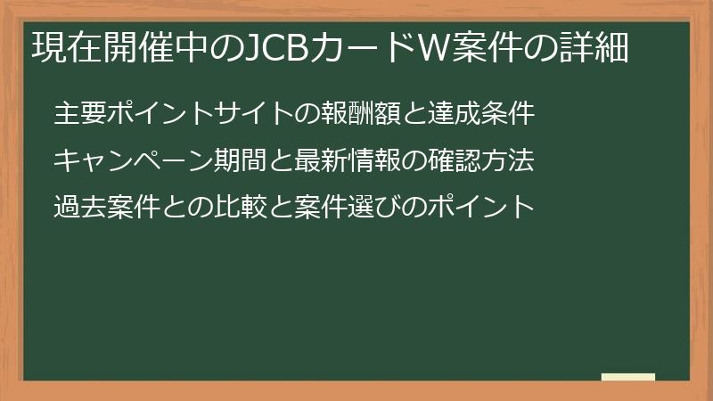現在開催中のJCBカードW案件の詳細