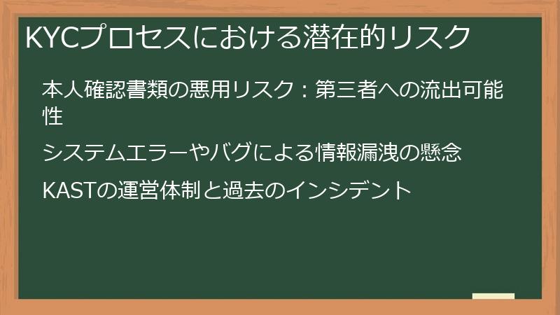 KYCプロセスにおける潜在的リスク