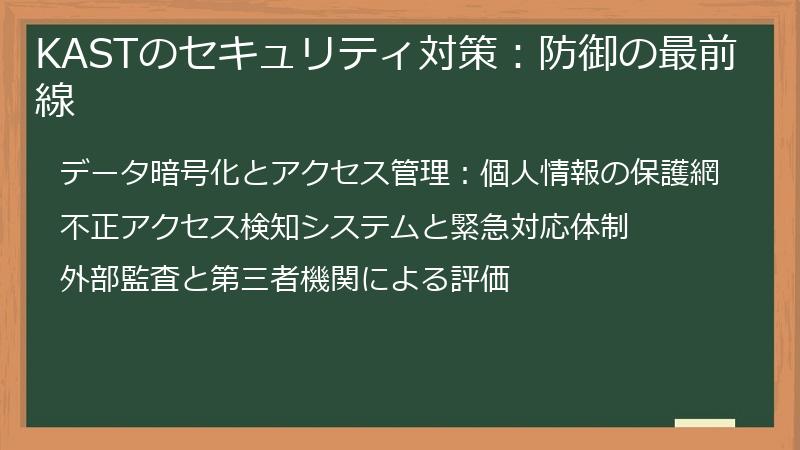 KASTのセキュリティ対策：防御の最前線