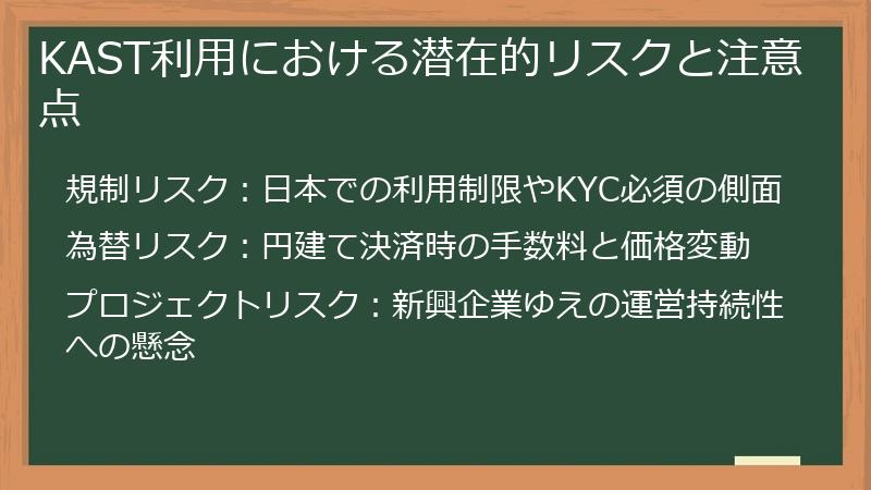 KAST利用における潜在的リスクと注意点