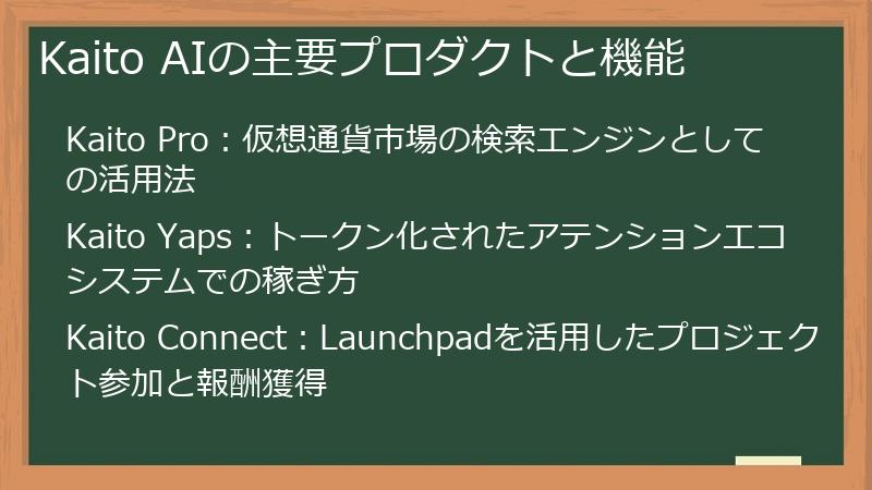 Kaito AIの主要プロダクトと機能
