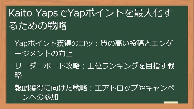 Kaito YapsでYapポイントを最大化するための戦略