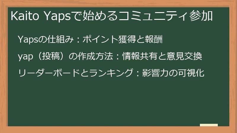 Kaito Yapsで始めるコミュニティ参加