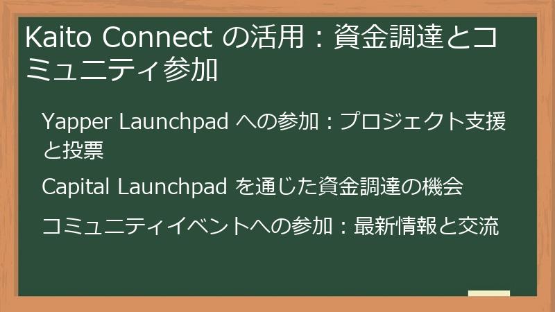 Kaito Connect の活用：資金調達とコミュニティ参加