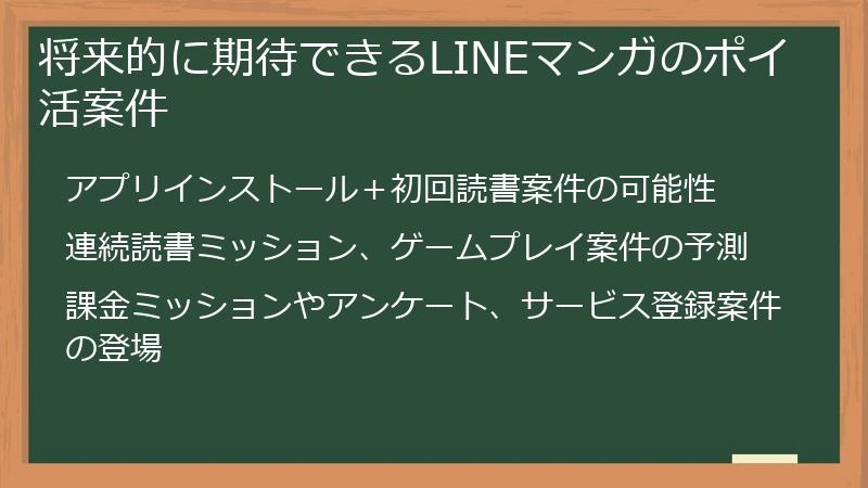 将来的に期待できるLINEマンガのポイ活案件