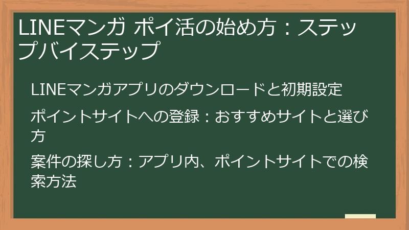 LINEマンガ ポイ活の始め方：ステップバイステップ