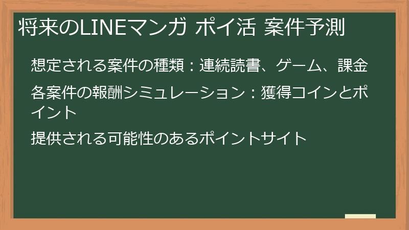 将来のLINEマンガ ポイ活 案件予測