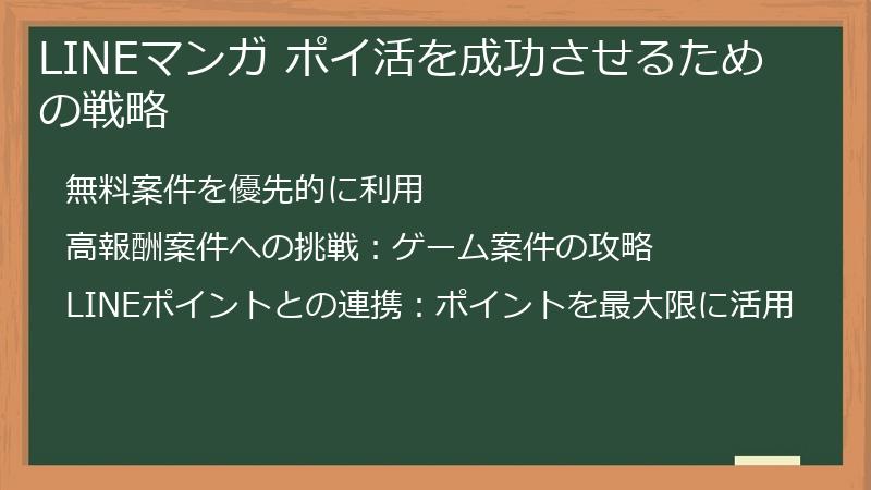 LINEマンガ ポイ活を成功させるための戦略