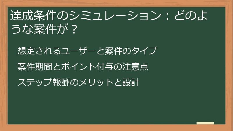 達成条件のシミュレーション：どのような案件が？