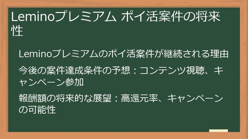Leminoプレミアム ポイ活案件の将来性