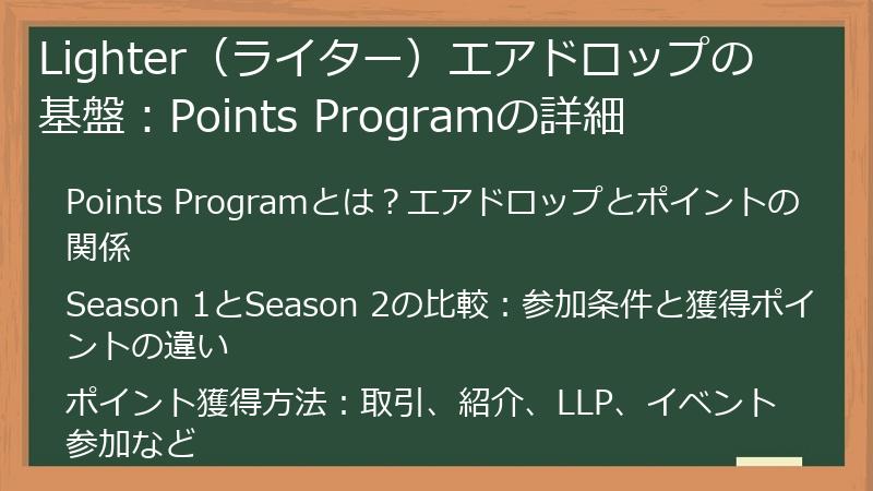 Lighter（ライター）エアドロップの基盤：Points Programの詳細