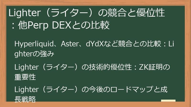 Lighter（ライター）の競合と優位性：他Perp DEXとの比較