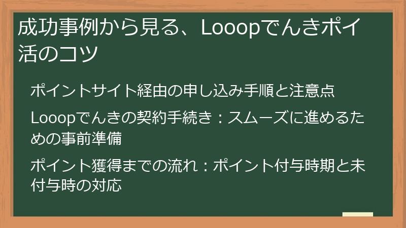 成功事例から見る、Looopでんきポイ活のコツ