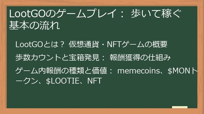 LootGOのゲームプレイ： 歩いて稼ぐ基本の流れ