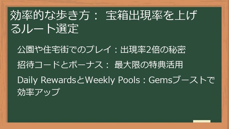 効率的な歩き方： 宝箱出現率を上げるルート選定