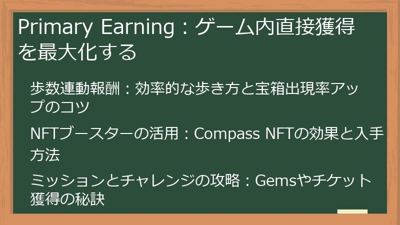 Primary Earning：ゲーム内直接獲得を最大化する