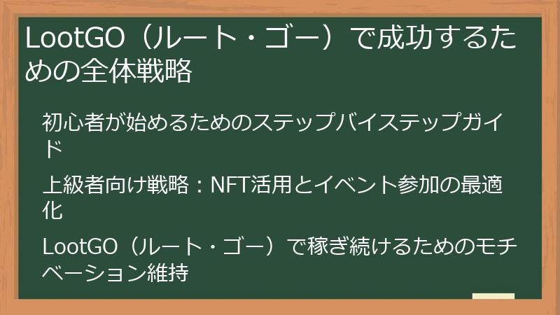 LootGO（ルート・ゴー）で成功するための全体戦略