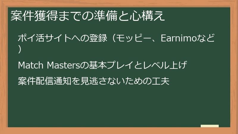案件獲得までの準備と心構え