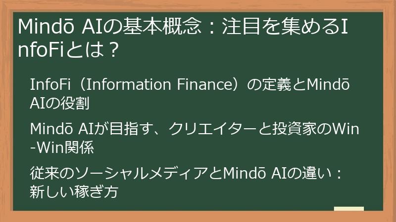 Mindō AIの基本概念：注目を集めるInfoFiとは？