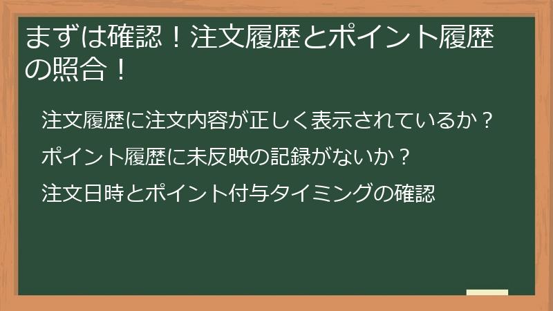 まずは確認！注文履歴とポイント履歴の照合！