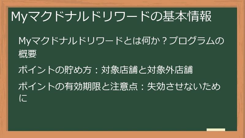 Myマクドナルドリワードの基本情報