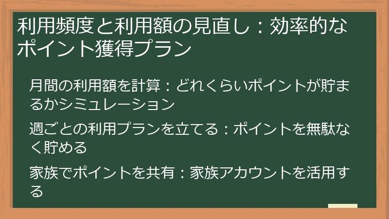 利用頻度と利用額の見直し:効率的なポイント獲得プラン