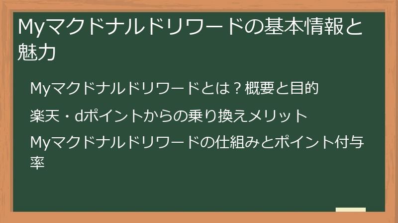 Myマクドナルドリワードの基本情報と魅力