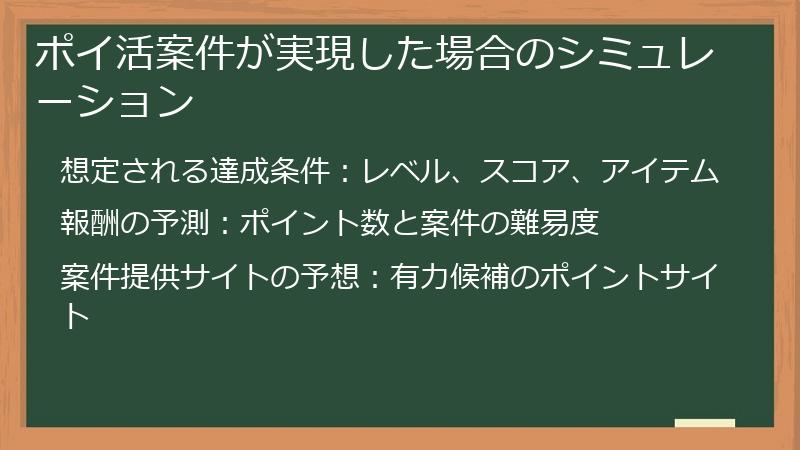 ポイ活案件が実現した場合のシミュレーション