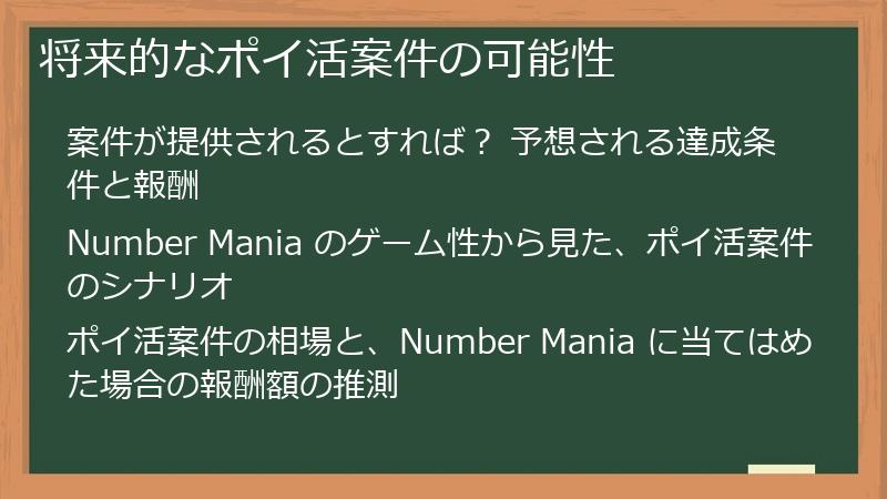 将来的なポイ活案件の可能性