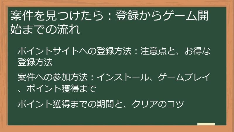 案件を見つけたら：登録からゲーム開始までの流れ