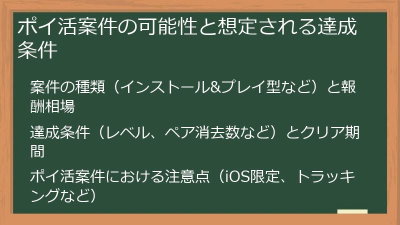 ポイ活案件の可能性と想定される達成条件