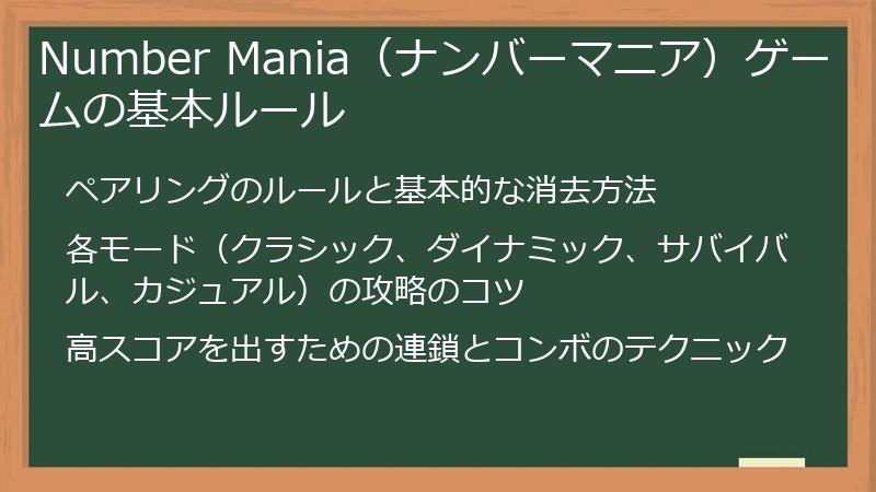 Number Mania（ナンバーマニア）ゲームの基本ルール