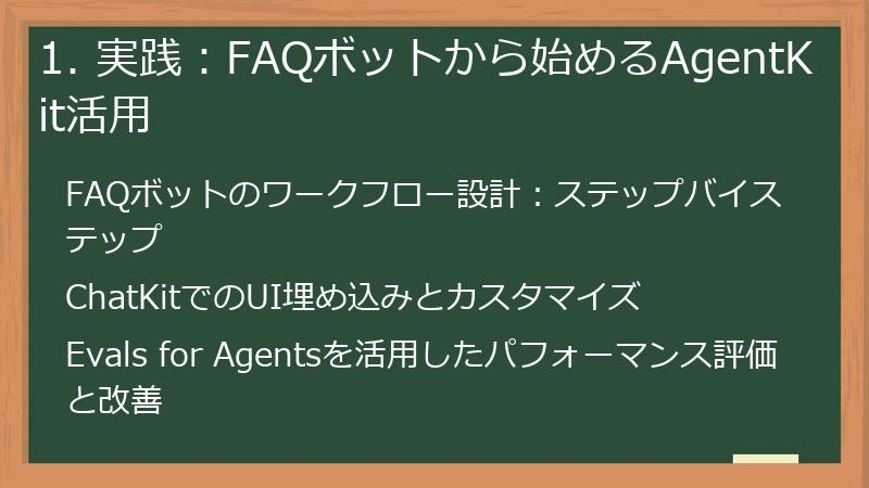 1. 実践：FAQボットから始めるAgentKit活用