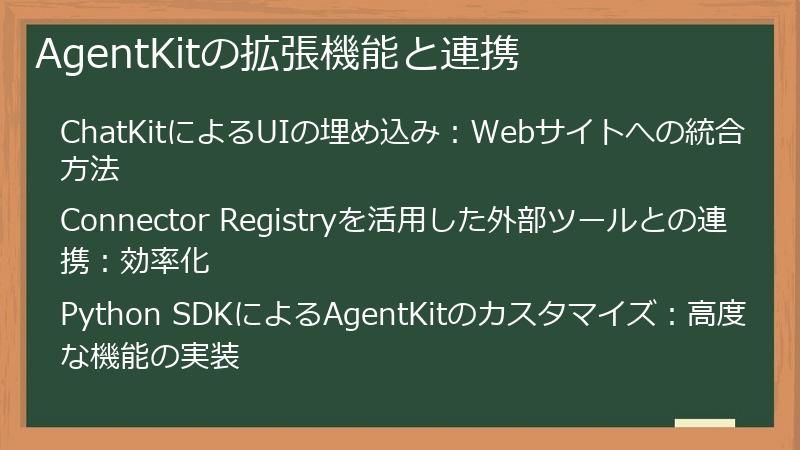 AgentKitの拡張機能と連携