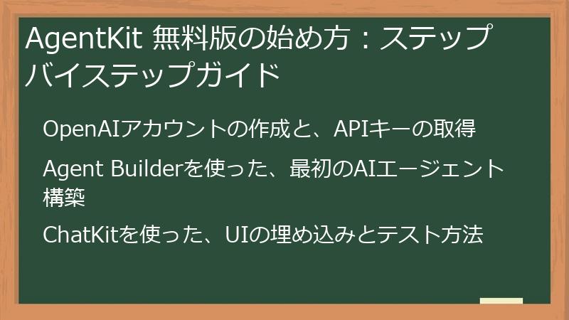 AgentKit 無料版の始め方：ステップバイステップガイド