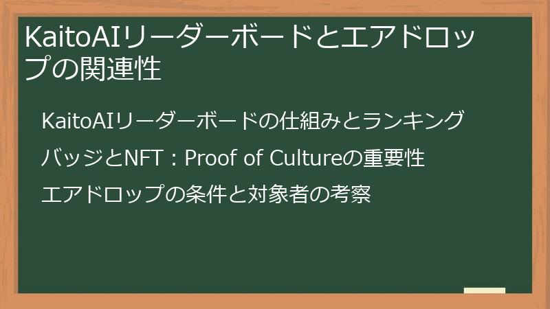 KaitoAIリーダーボードとエアドロップの関連性