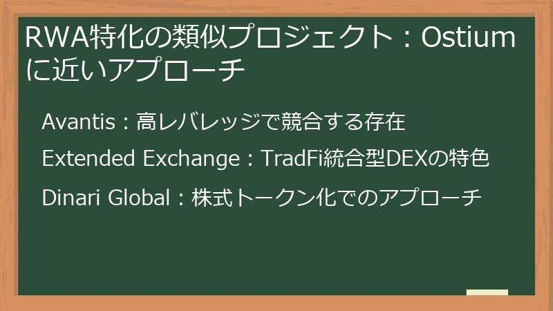 RWA特化の類似プロジェクト：Ostiumに近いアプローチ